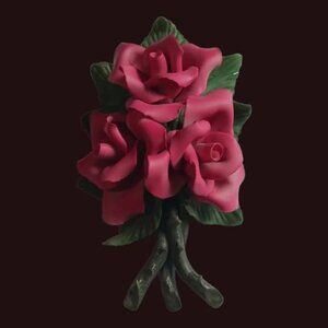 Capodimonte porcelain old blush roses 1985 Franklin mint